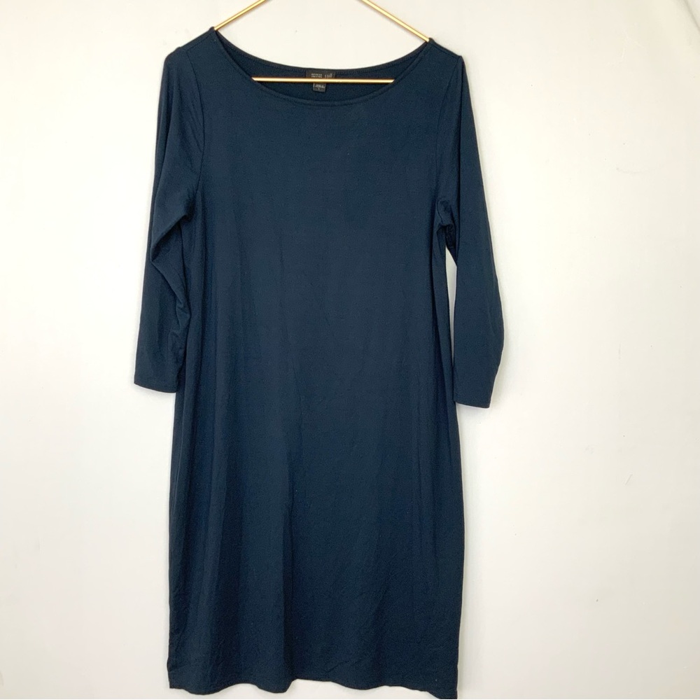J.Jill Wearever Collection Sz Large Navy Blue 3/4 Sleeve Jersey Shift Dress
